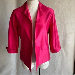 Vintage 90s Raw Silk Bolero Jacket Hot Pink
